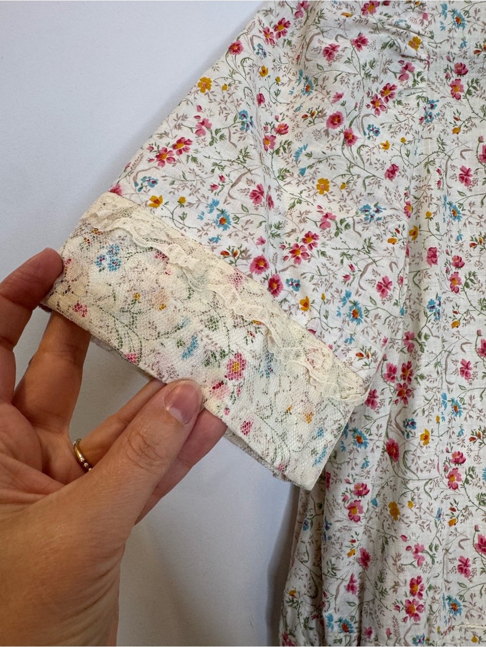 Vintage Cottagecore Floral Dress Lace Collar Prairie Midi Romantic Feminine - Picture 11 of 11